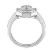 Bids.com 14K White Gold 1.00 Cttw Baguette and Princess-Cut Diamond Cocktail Art Deco Style Ring (H-I Color, SI1-SI2 Clarity) - Size 7 Rings White Smoke 7 / White.Gold