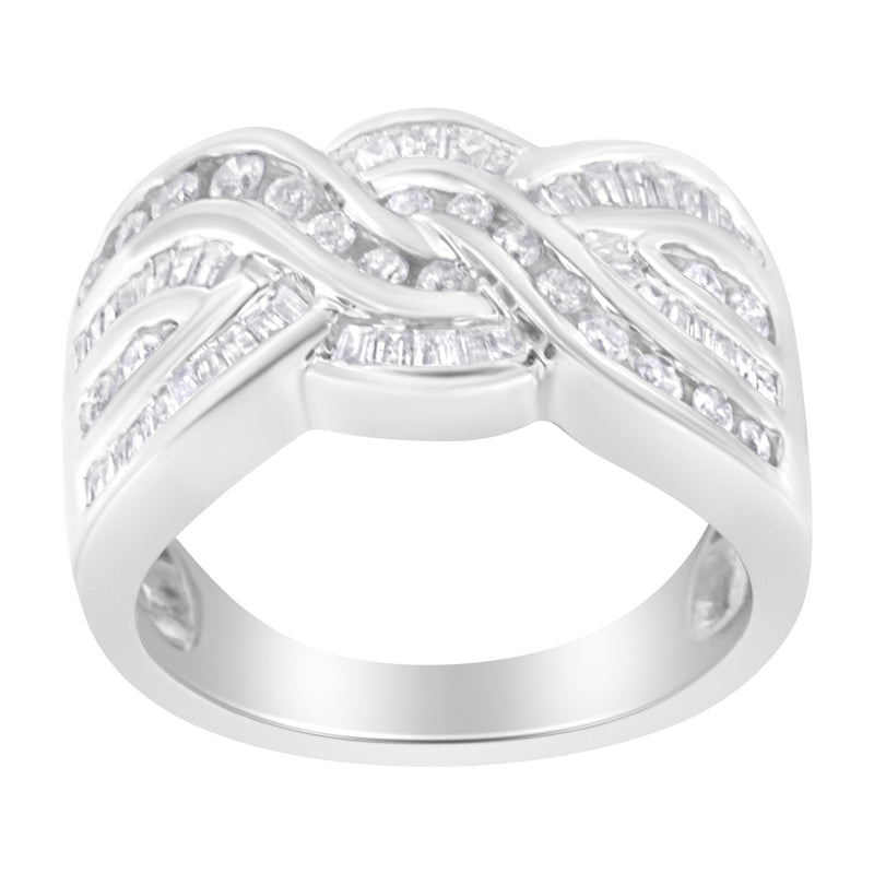 Bids.com 10K White Gold Diamond Bypass Ring (1 Cttw, H-I Color, I1-I2 Clarity) - Size 6-3/4 Rings White Smoke 7.75 / White.Gold,7.5 / White.Gold,7.25 / White.Gold,7 / White.Gold,6.75 / White.Gold