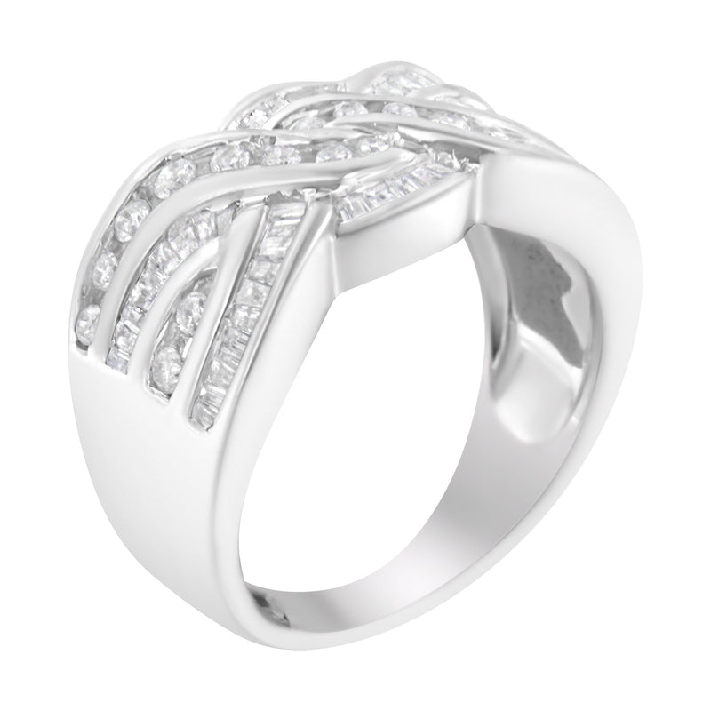 Bids.com 10K White Gold Diamond Bypass Ring (1 Cttw, H-I Color, I1-I2 Clarity) - Size 6-3/4 Rings White Smoke 7.75 / White.Gold,7.5 / White.Gold,7.25 / White.Gold,7 / White.Gold,6.75 / White.Gold