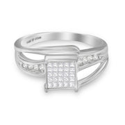 Bids.com 10K White Gold 1/3 Cttw Invisible Set Princess-cut Diamond Cluster Bypass Ring (H-I Color, SI1-SI2 Clarity) - Ring Size 7 Rings White Smoke 9 / White.Gold,8 / White.Gold,7 / White.Gold