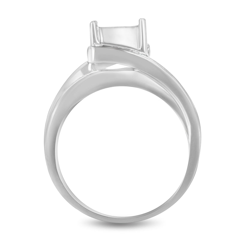 Bids.com 10K White Gold 1/3 Cttw Invisible Set Princess-cut Diamond Cluster Bypass Ring (H-I Color, SI1-SI2 Clarity) - Ring Size 7 Rings White Smoke 9 / White.Gold,8 / White.Gold,7 / White.Gold