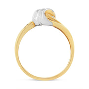 Bids.com 10K Yellow and White Gold 1/10 Cttw Baguette and Round-Cut Diamond Bypass Ring (I2 Color, H-I Clarity) - Size 7 Rings White Smoke 7 / YellowWhite.Gold