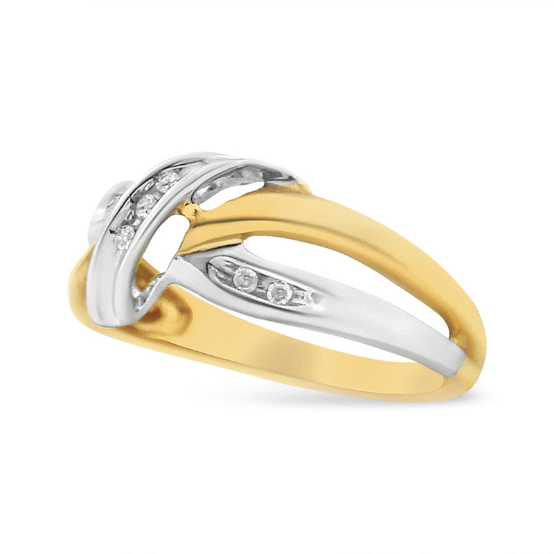 Bids.com 10K Yellow and White Gold 1/20 Cttw Round-Cut Diamond Bypass Ring (I2 Color, I-J Clarity) Rings White Smoke 7 / YellowWhite.Gold