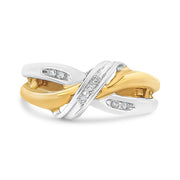Bids.com 10K Yellow and White Gold 1/20 Cttw Round-Cut Diamond Bypass Ring (I2 Color, I-J Clarity) Rings White Smoke 7 / YellowWhite.Gold