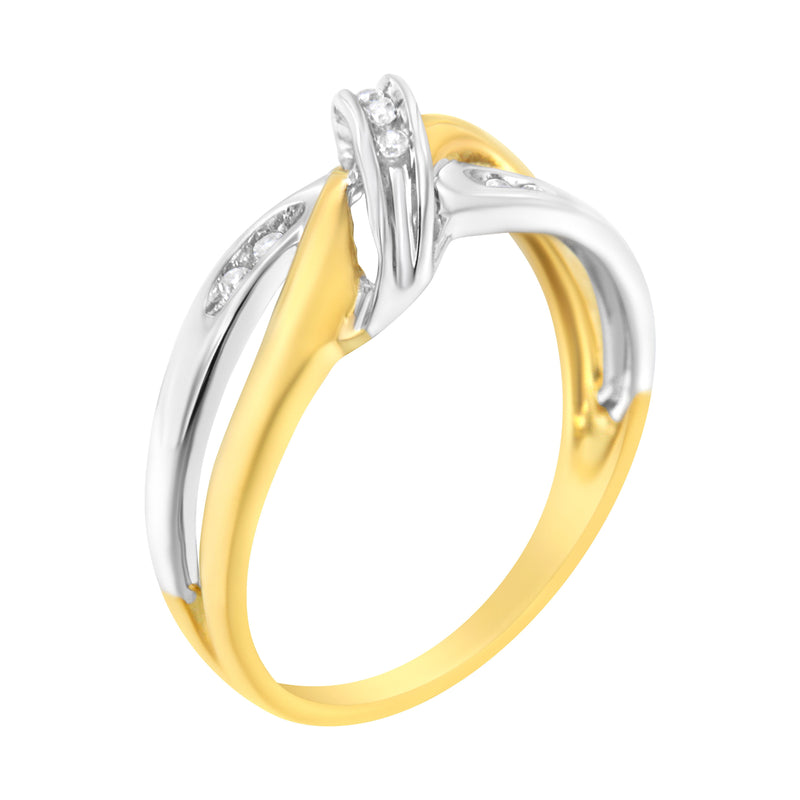 Bids.com 10K Yellow and White Gold 1/20 Cttw Round-Cut Diamond Bypass Ring (I2 Color, I-J Clarity) Rings White Smoke 7 / YellowWhite.Gold
