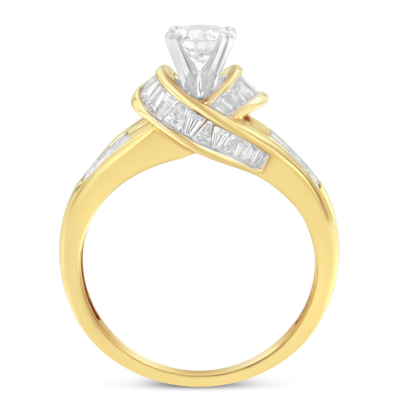 Bids.com 14K Two-Toned Gold Round, Baguette and Princess Cut Diamond Ring (1 1/8 Cttw, H-I Color, SI2-I1 Clarity) - Size 6 Rings White Smoke 7 / YellowWhite.Gold,6.5 / YellowWhite.Gold,6 / YellowWhite.Gold