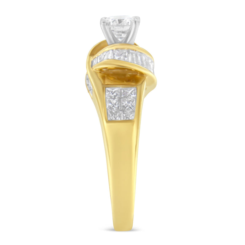 Bids.com 14K Two-Toned Gold Round, Baguette and Princess Cut Diamond Ring (1 1/8 Cttw, H-I Color, SI2-I1 Clarity) - Size 6 Rings White Smoke 7 / YellowWhite.Gold,6.5 / YellowWhite.Gold,6 / YellowWhite.Gold