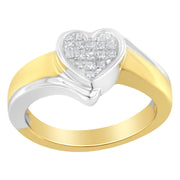 Bids.com 14K Two-Toned Gold Princess-Cut Diamond Heart Promise Ring (1/4 Cttw, H-I Color, I1-I2 Clarity) - Size 6 Rings White Smoke 7 / 14k Yellow and White Gold,6 / YellowWhite.Gold