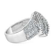 Bids.com 14K White Gold 1-1/2 Cttw Round and Baguette Diamond Bypass Cocktail Ring Band (H-I Color, SI1-SI2 Clarity) - Size 7 Rings White Smoke 7 / White.Gold