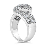 Bids.com 14K White Gold 1-1/2 Cttw Round and Baguette Diamond Bypass Cocktail Ring Band (H-I Color, SI1-SI2 Clarity) - Size 7 Rings White Smoke 7 / White.Gold