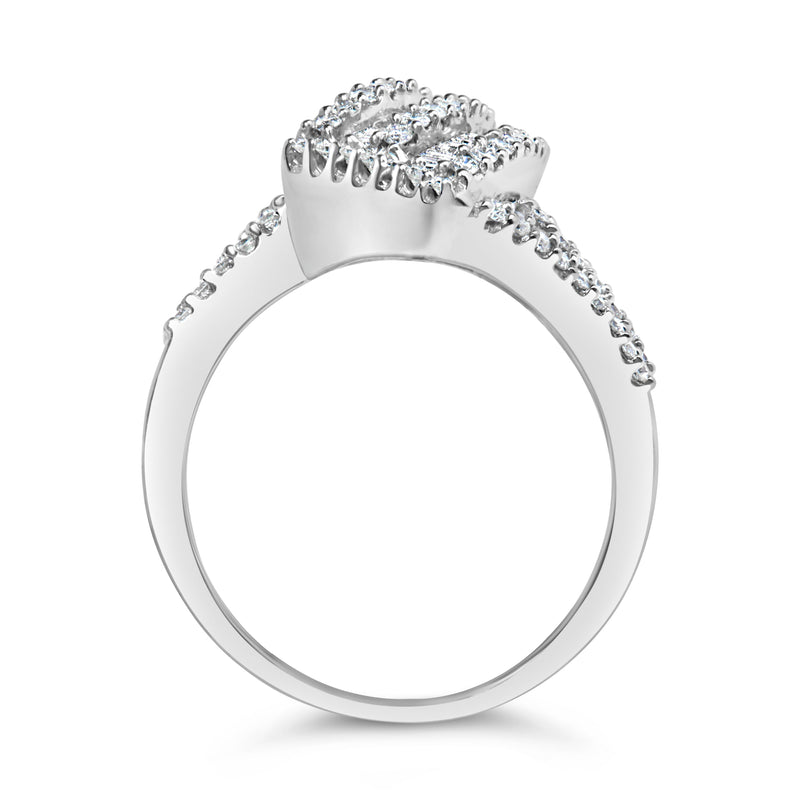 Bids.com 14K White Gold 1-1/2 Cttw Round and Baguette Diamond Bypass Cocktail Ring Band (H-I Color, SI1-SI2 Clarity) - Size 7 Rings White Smoke 7 / White.Gold