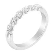 Bids.com 14K White Gold 1/2 cttw Diamond 5-Stone Band Ring (H-I Clarity, SI2-I1 Color) - Size 7 Rings White Smoke 7 / White.Gold