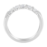 Bids.com 14K White Gold 1/2 cttw Diamond 5-Stone Band Ring (H-I Clarity, SI2-I1 Color) - Size 7 Rings White Smoke 7 / White.Gold