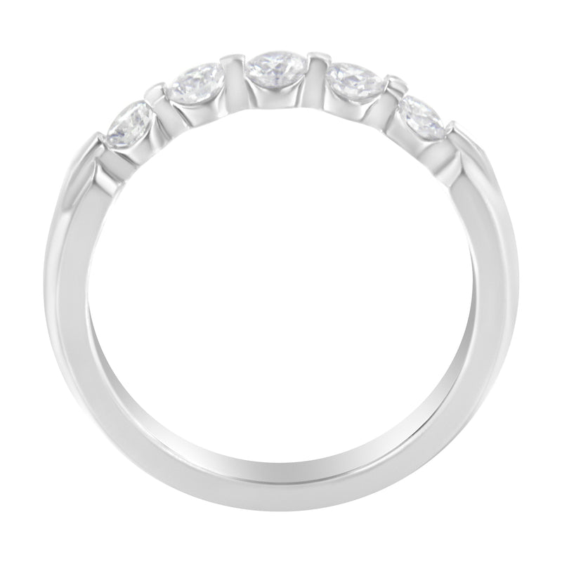 Bids.com 14K White Gold 1/2 cttw Diamond 5-Stone Band Ring (H-I Clarity, SI2-I1 Color) - Size 7 Rings White Smoke 7 / White.Gold
