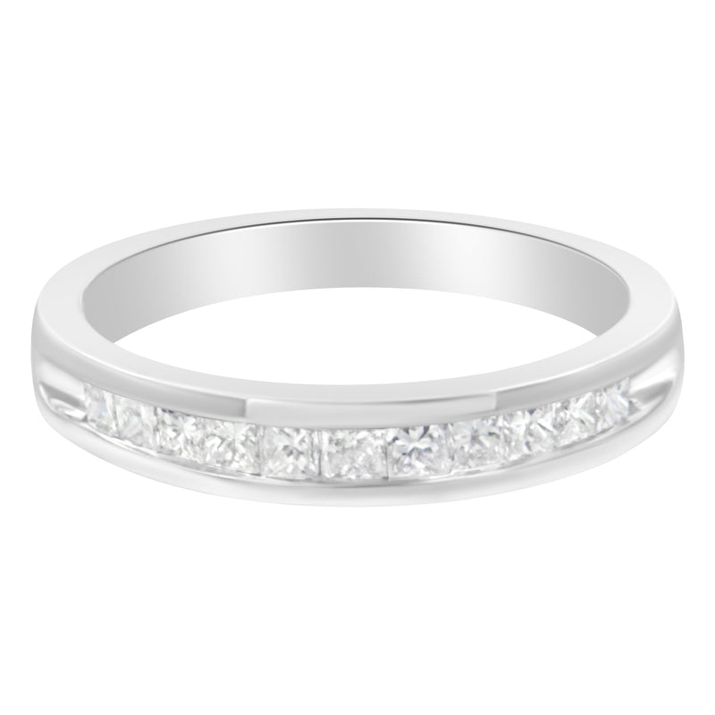 Bids.com .925 Sterling Silver 1/2 Cttw Princess-Cut Diamond Channel-Set Half-Eternity Wedding or Anniversary Band Ring (H-I Color, I2 Clarity) - Size 6 Rings White Smoke 7 / White.Sterling Silver,8 / White.Sterling Silver,6 / White.Sterling Silver