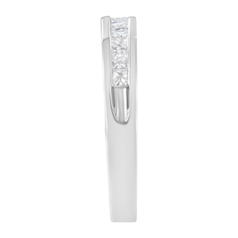 Bids.com .925 Sterling Silver 1/2 Cttw Princess-Cut Diamond Channel-Set Half-Eternity Wedding or Anniversary Band Ring (H-I Color, I2 Clarity) - Size 6 Rings Light Gray 7 / White.Sterling Silver,8 / White.Sterling Silver,6 / White.Sterling Silver