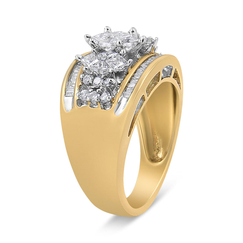 Bids.com 10K Yellow and White Gold 1 1/2 Cttw Pear Shaped 3 Stone Style Diamond Ring Band (H-I Color, SI1-SI2 Clarity) - Ring Size 7 Rings White Smoke 7 / YellowWhite.Gold