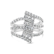 Bids.com 18K White Gold 1 3/4 Cttw Diamond Multi Crossover and Split Shank Cocktail Ring Rings White Smoke 7 / White.Gold