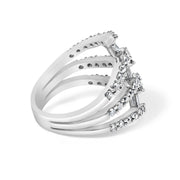 Bids.com 18K White Gold 1 3/4 Cttw Diamond Multi Crossover and Split Shank Cocktail Ring Rings White Smoke 7 / White.Gold