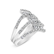 Bids.com 18K White Gold 1 3/4 Cttw Diamond Multi Crossover and Split Shank Cocktail Ring Rings White Smoke 7 / White.Gold