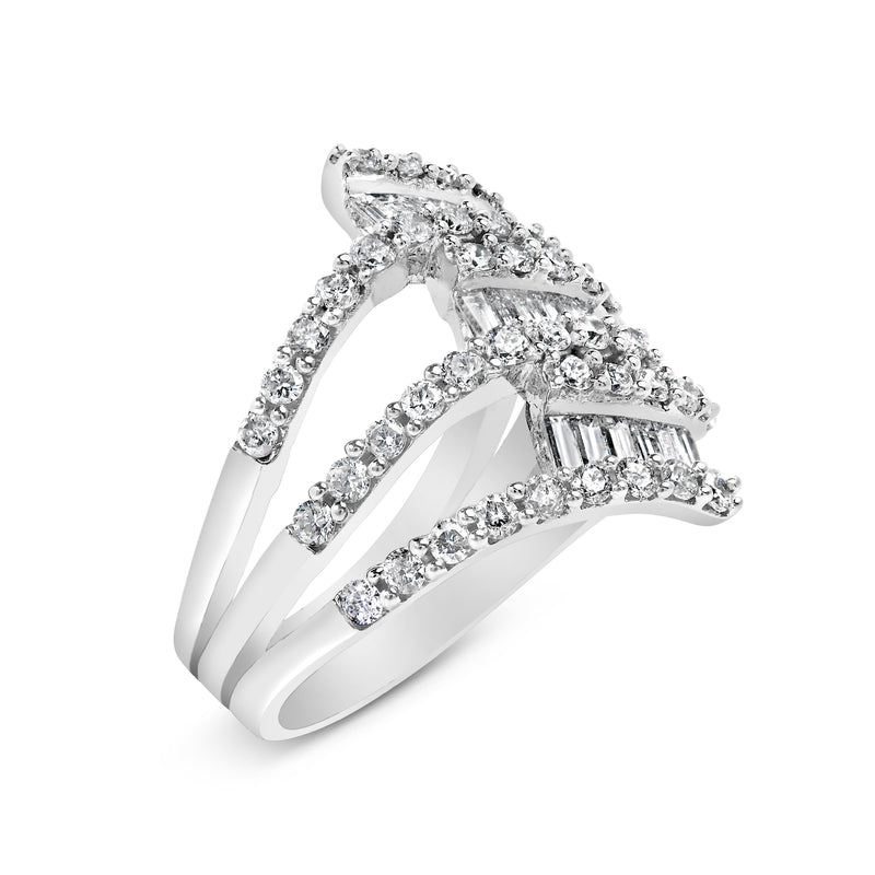 Bids.com 18K White Gold 1 3/4 Cttw Diamond Multi Crossover and Split Shank Cocktail Ring Rings White Smoke 7 / White.Gold
