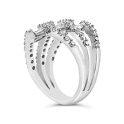 Bids.com 18K White Gold 1 3/4 Cttw Diamond Multi Crossover and Split Shank Cocktail Ring Rings White Smoke 7 / White.Gold