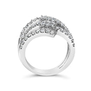 Bids.com 18K White Gold 1 3/4 Cttw Diamond Multi Crossover and Split Shank Cocktail Ring Rings White Smoke 7 / White.Gold