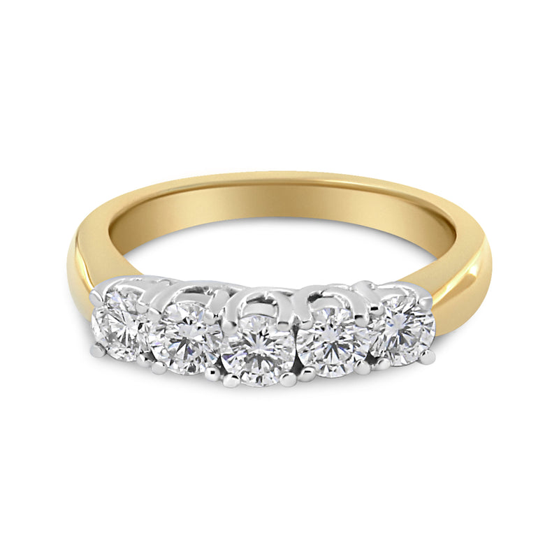 Bids.com 18K Yellow Gold 1.0 Cttw 4 Prong Set Round Cut Diamond Step up 5 Stone Ring Band (F-G Color, SI1-SI2 Clarity) - Size 6 Rings White Smoke 8.5 / Yellow.Gold,8 / Yellow.Gold,7 / Yellow.Gold,6 / Yellow.Gold