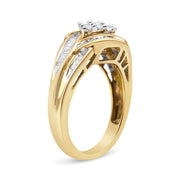 Bids.com 10K Yellow and White Gold 3/4 Cttw Diamond Cluster and Swirl Ring (H-I Color, I1-I2 Clarity) Rings White Smoke 7 / YellowWhite.Gold
