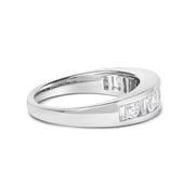 Bids.com 14K White Gold Alternating 1.0 Cttw Round and Baguette Diamond Channel Band Ring Rings White Smoke 7 / White.Gold