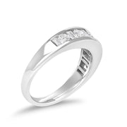 Bids.com 14K White Gold Alternating 1.0 Cttw Round and Baguette Diamond Channel Band Ring Rings White Smoke 7 / White.Gold