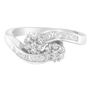 Bids.com 14K White Gold Round and Baguette Diamond Bypass Ring (1/2 cttw, H-I Color, I1-I2 Clarity) - Ring Size 6 Rings White Smoke 7 / White.Gold,6 / White.Gold