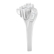 Bids.com 14K White Gold Round and Baguette Diamond Bypass Ring (1/2 cttw, H-I Color, I1-I2 Clarity) - Ring Size 6 Rings White Smoke 7 / White.Gold,6 / White.Gold