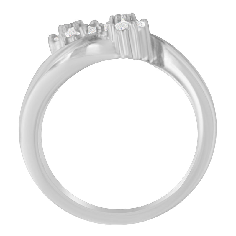 Bids.com 14K White Gold Round and Baguette Diamond Bypass Ring (1/2 cttw, H-I Color, I1-I2 Clarity) - Ring Size 6 Rings White Smoke 7 / White.Gold,6 / White.Gold