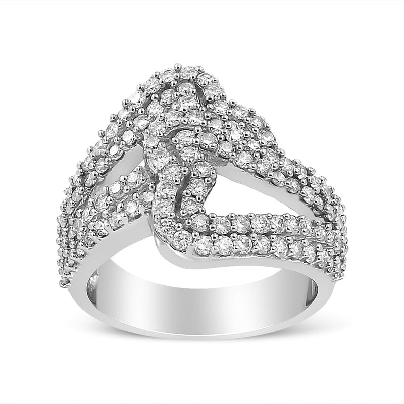 Bids.com 14K White Gold 1 1/2 Cttw Diamond Open Double Heart Bypass Ring Band (H-I Color, VS1-VS2 Clarity) - Ring Size 7 Rings White Smoke 7 / White.Gold