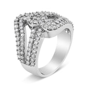 Bids.com 14K White Gold 1 1/2 Cttw Diamond Open Double Heart Bypass Ring Band (H-I Color, VS1-VS2 Clarity) - Ring Size 7 Rings White Smoke 7 / White.Gold