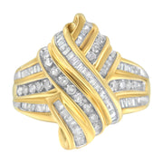 Bids.com 10K Yellow Gold Diamond Bypass Ring (1.0 cttw, H-I Color, I2-I3 Clarity) Rings White Smoke 6.5 / Yellow.Gold