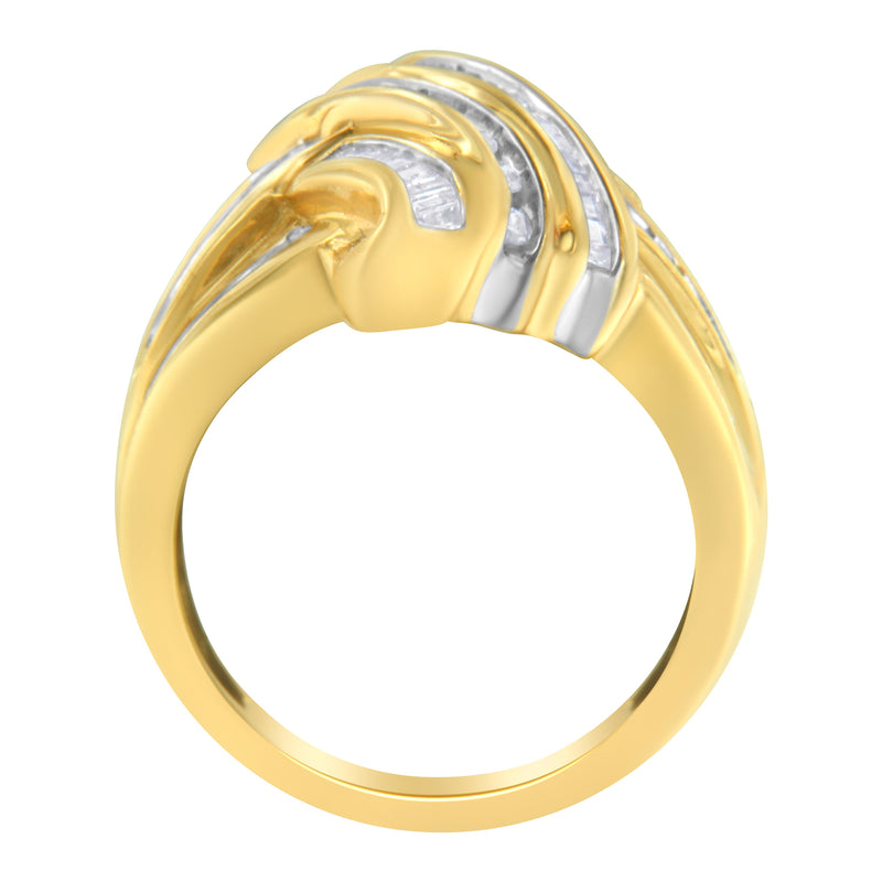 Bids.com 10K Yellow Gold Diamond Bypass Ring (1.0 cttw, H-I Color, I2-I3 Clarity) Rings White Smoke 6.5 / Yellow.Gold