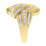 Bids.com 10K Yellow Gold Diamond Bypass Ring (1.0 cttw, H-I Color, I2-I3 Clarity) Rings White Smoke 6.5 / Yellow.Gold
