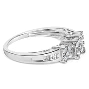 Bids.com 10K White Gold 1/2 Cttw Brilliant & Baguette Cut Diamond 3 Stone Design with 3 Square Clusters Engagement Ring (H-I Color, SI2-I1 Clarity) - Size 6-3/4 Rings White Smoke 7.25 / White.Gold,6.75 / White.Gold,7 / White.Gold