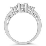 Bids.com 10K White Gold 1/2 Cttw Brilliant & Baguette Cut Diamond 3 Stone Design with 3 Square Clusters Engagement Ring (H-I Color, SI2-I1 Clarity) - Size 6-3/4 Rings White Smoke 7.25 / White.Gold,6.75 / White.Gold,7 / White.Gold