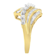 Bids.com 10K Yellow Gold Round and Baguette Diamond-Cut Ring (1/2 Cttw, I-J Color, I1-I2 Clarity) - Size 7 Rings White Smoke 7 / Yellow.Gold,9.5 / Yellow.Gold,9 / Yellow.Gold,8.75 / Yellow.Gold,7.5 / Yellow.Gold,7.25 / Yellow.Gold