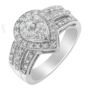 Bids.com 10K White Gold Round Cut Diamond Teardrop Ring (1/2 Cttw, H-I Color, SI2-I1 Clarity) - Size 6-1/2 Rings White Smoke 7 / White.Gold,6.5 / White.Gold