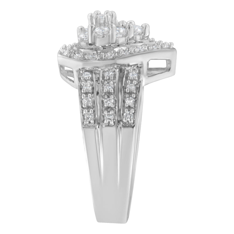 Bids.com 10K White Gold Round Cut Diamond Teardrop Ring (1/2 Cttw, H-I Color, SI2-I1 Clarity) - Size 6-1/2 Rings White Smoke 7 / White.Gold,6.5 / White.Gold