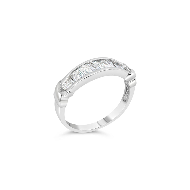 Bids.com .925 Sterling Silver 1/2 Cttw Baguette Cut Diamond Channel Set X-Station Wedding Ring (H-I Color, I1-I2 Clarity) - Size 6-1/2 Rings White Smoke 6.5 / White.Sterling Silver,6.75 / White.Sterling Silver,7 / White.Sterling Silver,7.5 / White.Sterling Silver,7.25 / White.Sterling Silver