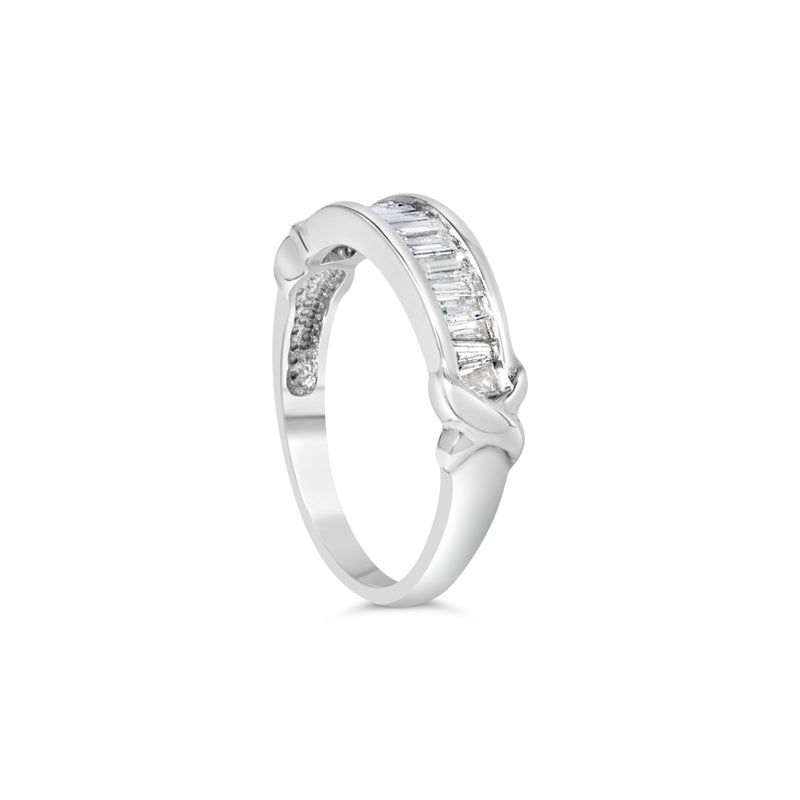 Bids.com .925 Sterling Silver 1/2 Cttw Baguette Cut Diamond Channel Set X-Station Wedding Ring (H-I Color, I1-I2 Clarity) - Size 6-1/2 Rings White Smoke 6.5 / White.Sterling Silver,6.75 / White.Sterling Silver,7 / White.Sterling Silver,7.5 / White.Sterling Silver,7.25 / White.Sterling Silver