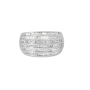 Bids.com .925 Sterling Silver 1.0 Cttw Baguette-Cut Diamond 6-Row Channel Set Domed Tapered Cocktail Fashion Ring (H-I Color, I2-I3 Clarity) - Size 6-1/2 Rings Gray 6.75 / White.Sterling Silver,7.25 / White.Sterling Silver,7 / White.Sterling Silver,7.75 / White.Sterling Silver,7.5 / White.Sterling Silver,6.5 / White.Sterling Silver