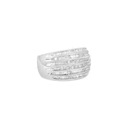 Bids.com .925 Sterling Silver 1.0 Cttw Baguette-Cut Diamond 6-Row Channel Set Domed Tapered Cocktail Fashion Ring (H-I Color, I2-I3 Clarity) - Size 6-1/2 Rings Light Gray 6.75 / White.Sterling Silver,7.25 / White.Sterling Silver,7 / White.Sterling Silver,7.75 / White.Sterling Silver,7.5 / White.Sterling Silver,6.5 / White.Sterling Silver