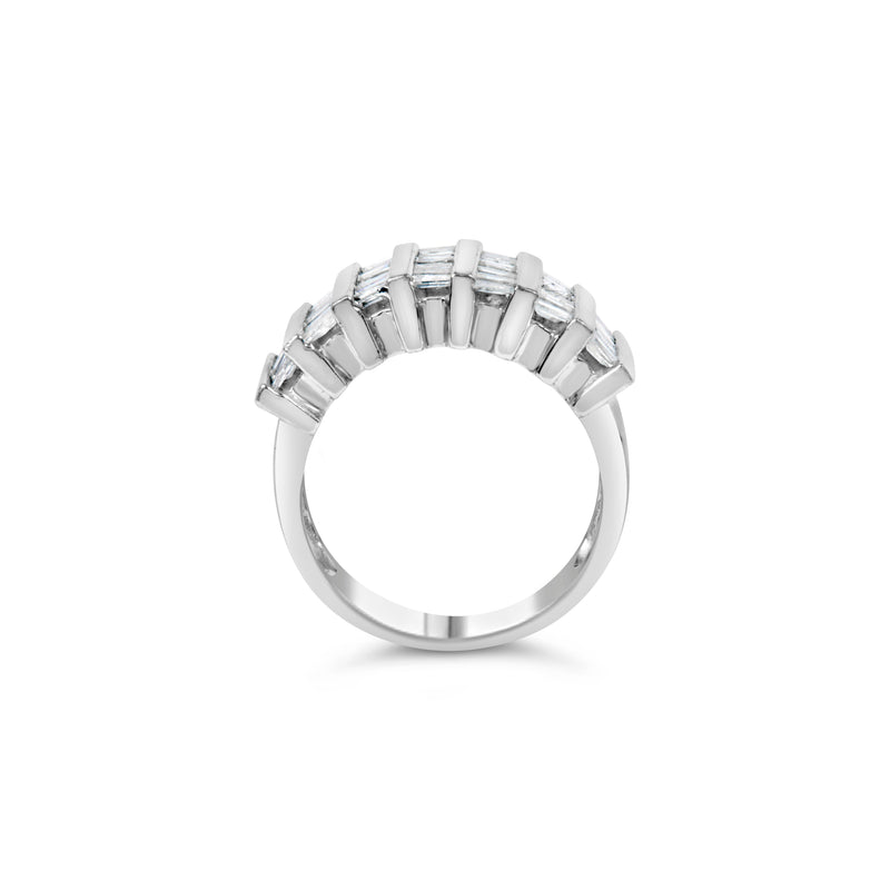Bids.com .925 Sterling Silver 1.0 Cttw Baguette Cut Diamond Vertical Channel Fluted Multi-Row Unisex Fashion Wedding Ring (H-I Color, I1-I2 Clarity) - Size 6-3/4 Rings White Smoke 7.75 / White.Sterling Silver,6.75 / White.Sterling Silver,7.25 / White.Sterling Silver,7 / White.Sterling Silver,7.5 / White.Sterling Silver
