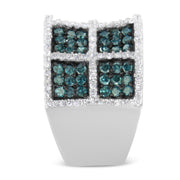 Bids.com 14K White Gold White and Treated Blue Diamond Cocktail Ring (1 1/2 Cttw, H-I Color, I1-I2 Clarity) - Size 6 Rings Gray 7 / White.Gold,6 / White.Gold